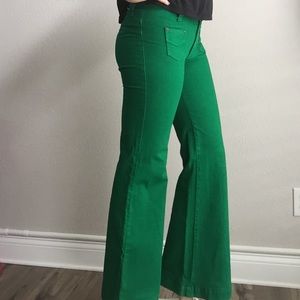 Green wide leg pants